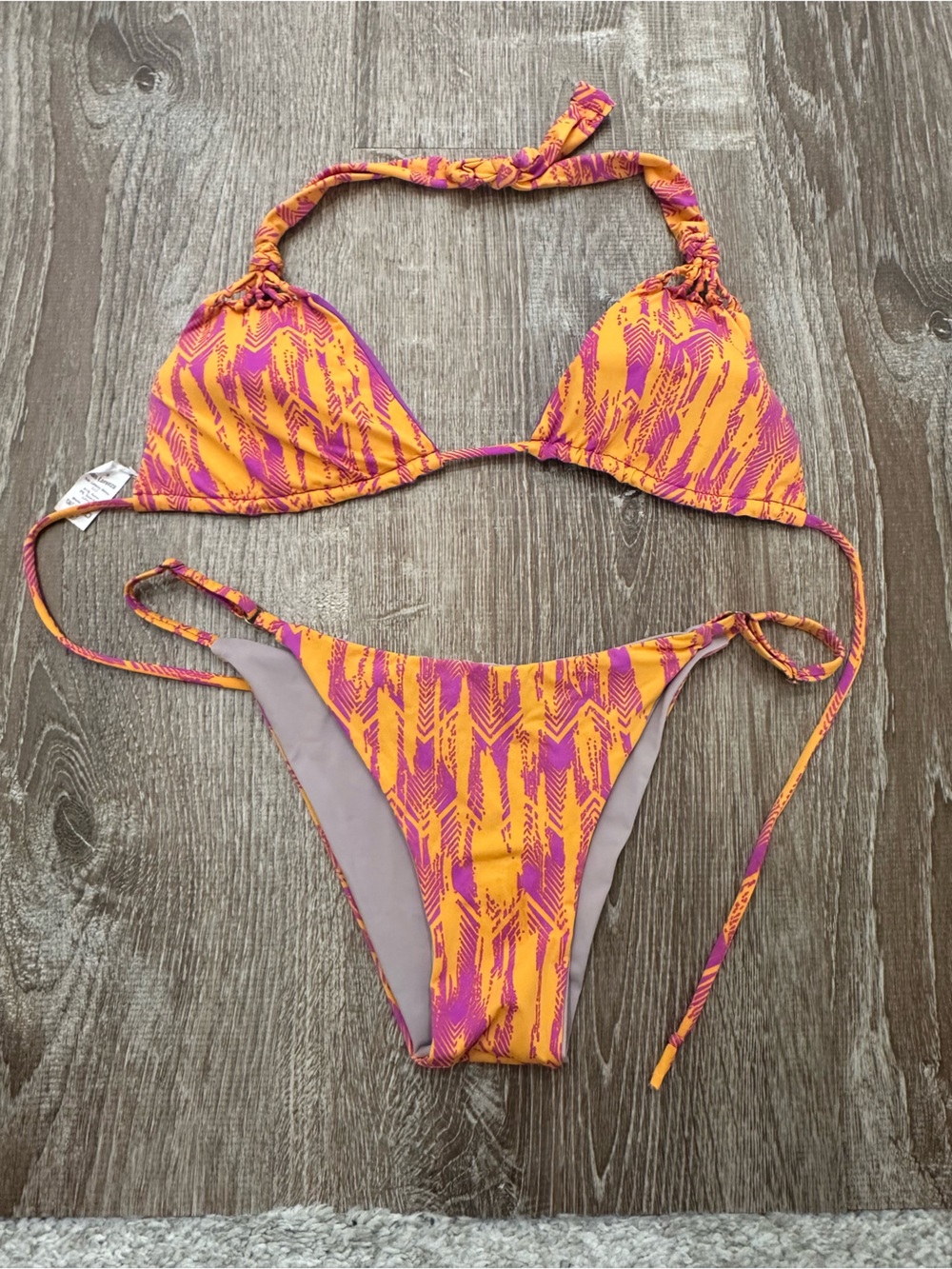 San Lorenzo Orange & Purple Patterned Bikini Set
